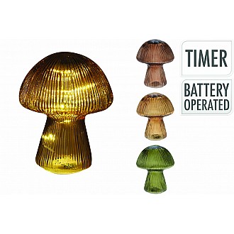 JK Home Décor - Μανιτάρι Γυαλί 10LED 12x15cm 3Σχδ