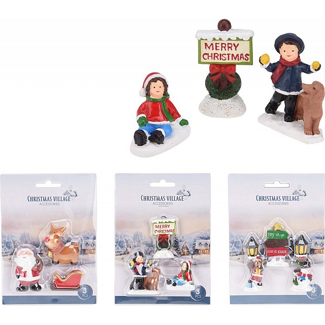 JK Home Décor - Φιγούρες Χριστουγέννων 5cm S/3 4Σχδ