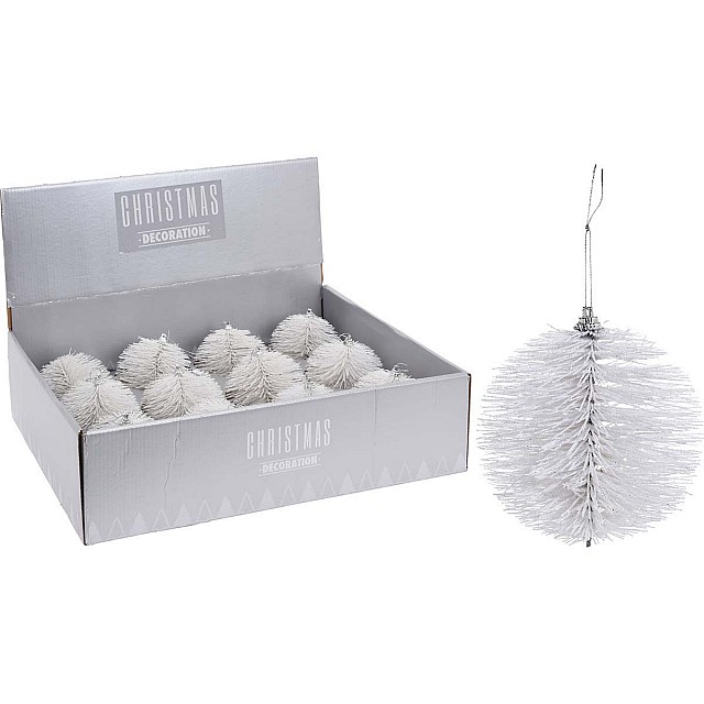 JK Home Décor - Μπάλα με Κλαδακια Λευκη 10cm