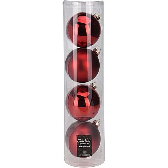 JK Home Décor - Μπάλα Γυάλινη Κόκκινη 10cm S/4