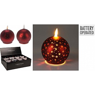 JK Home Décor - Κερί LED Μπάλα Κόκκινο 10cm