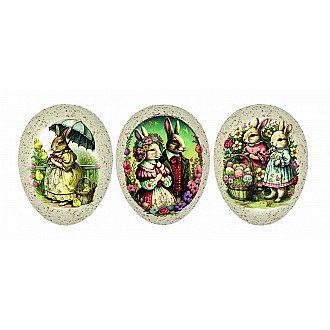 JK Home Décor - Αυγό Χάρτινο Ανοιγόμενο Rabbit Family 9cm 3Σχδ