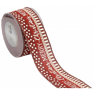 JΚ Home Décor - Κορδέλα Dots Stripe Christmas 6cmX9m Κόκκινη