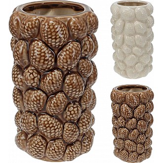 JK Home Décor - Βάζο με Κουκουνάρια Πήλινο 16x28cm 2Σχδ
