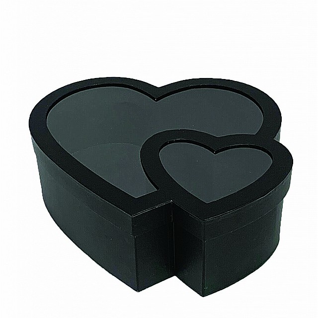JK Home Décor - Κουτί Χάρτινο Διπλή Καρδιά Μαύρο 22-26x9-11cm
