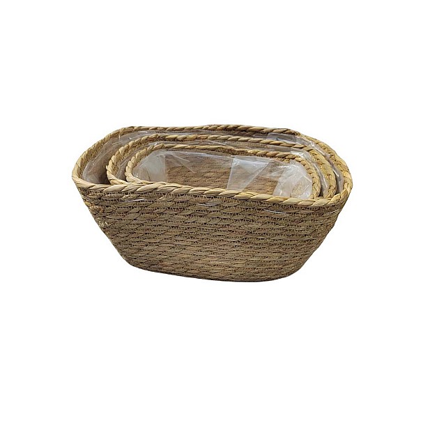 JK Home Décor - Καλάθι Seagrass Φυσικό 25-32x18-24x12-16cm S/3