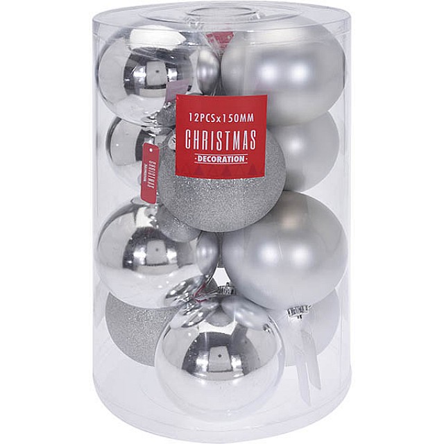 JΚ Home Décor - Μπάλα Πλαστική Ασημί 3Σχδ 15cm
