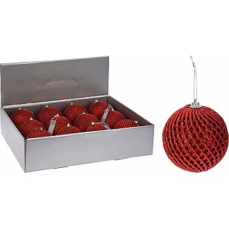 JΚ Home Décor - Μπάλα Κόκκινη Με Glitter 10cm